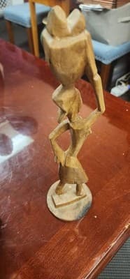 vintage hand carved wooden african tribal Statue - Thumbnail 2
