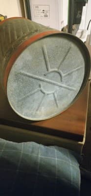 Vintage Galvanized Metal Gas / Kerosene Can, Caps Red Trim - Thumbnail 2