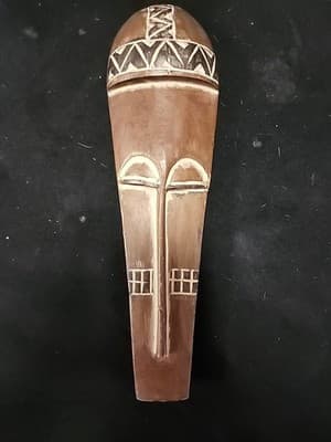 Vintage Hand Carved African Art Tribal Wooden Mask Made In Ghana - Thumbnail 2