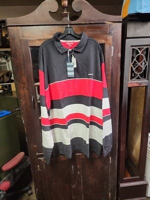 Pelle Pelle Striped Long Sleeve Polo Shirt