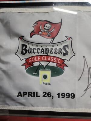 Tony Dungy Signed 1999 Bucs Golf Classic Pin Flag - Thumbnail 2