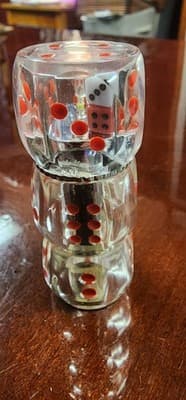 Gambling Lighter 3 Stacked Clear Dice - Thumbnail 2