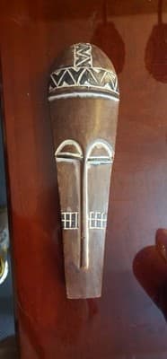 Vintage Hand Carved African Art Tribal Wooden Mask Made In Ghana