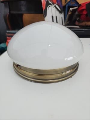 Vintage Brass and Glass Flush Mount Ceiling Light Fixture