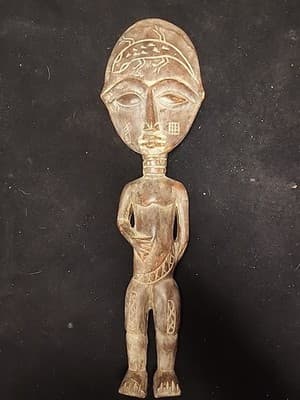 🗿 Antique Ashanti Fertility Doll; Akua'ba Doll, Ghana Hand-Carved Wood