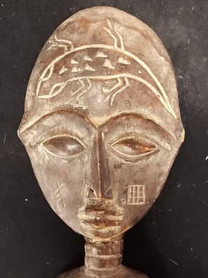 🗿 Antique Ashanti Fertility Doll; Akua'ba Doll, Ghana Hand-Carved Wood - Thumbnail 3