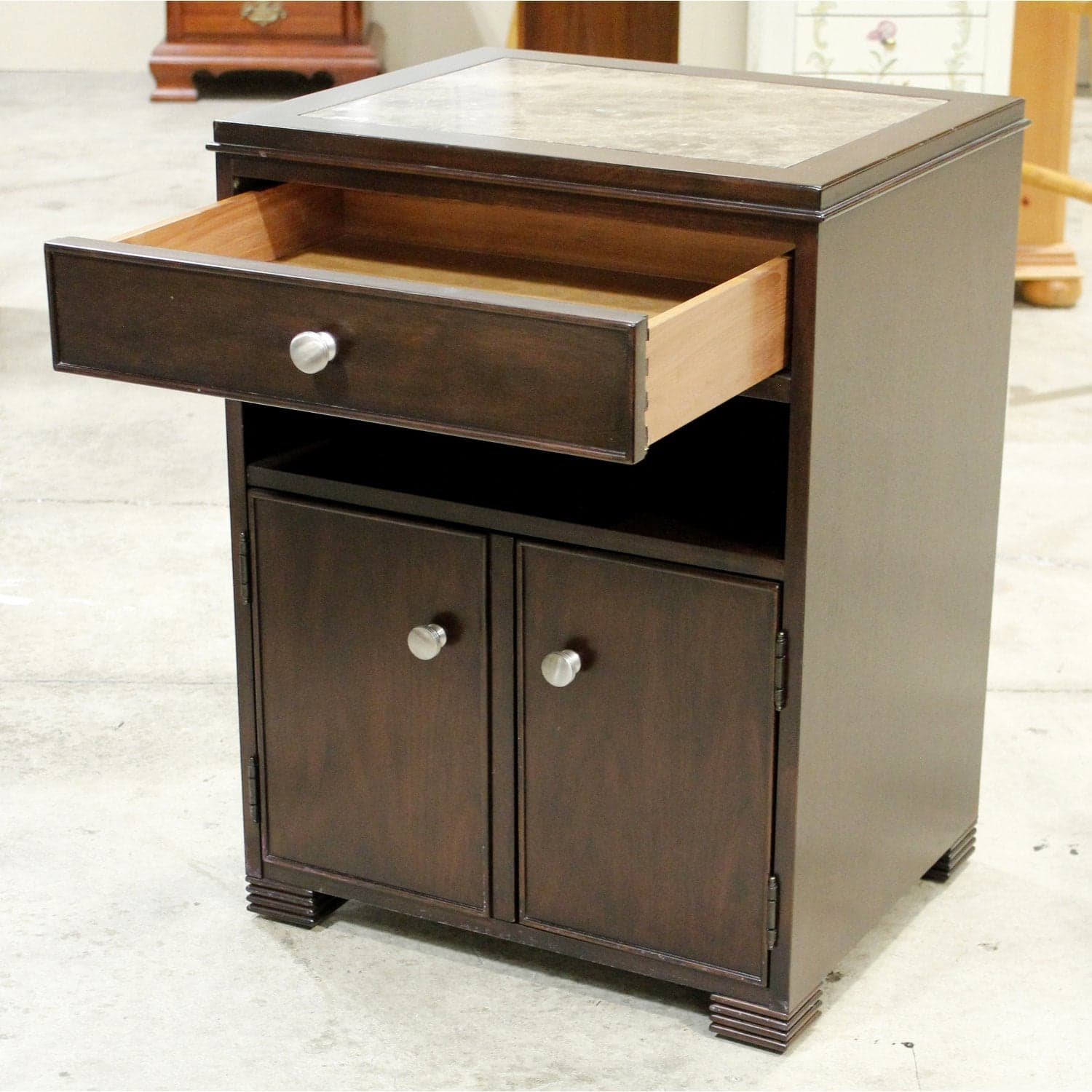 Stanley Furniture Marble Top Nightstand - Dark Brown - Thumbnail 5