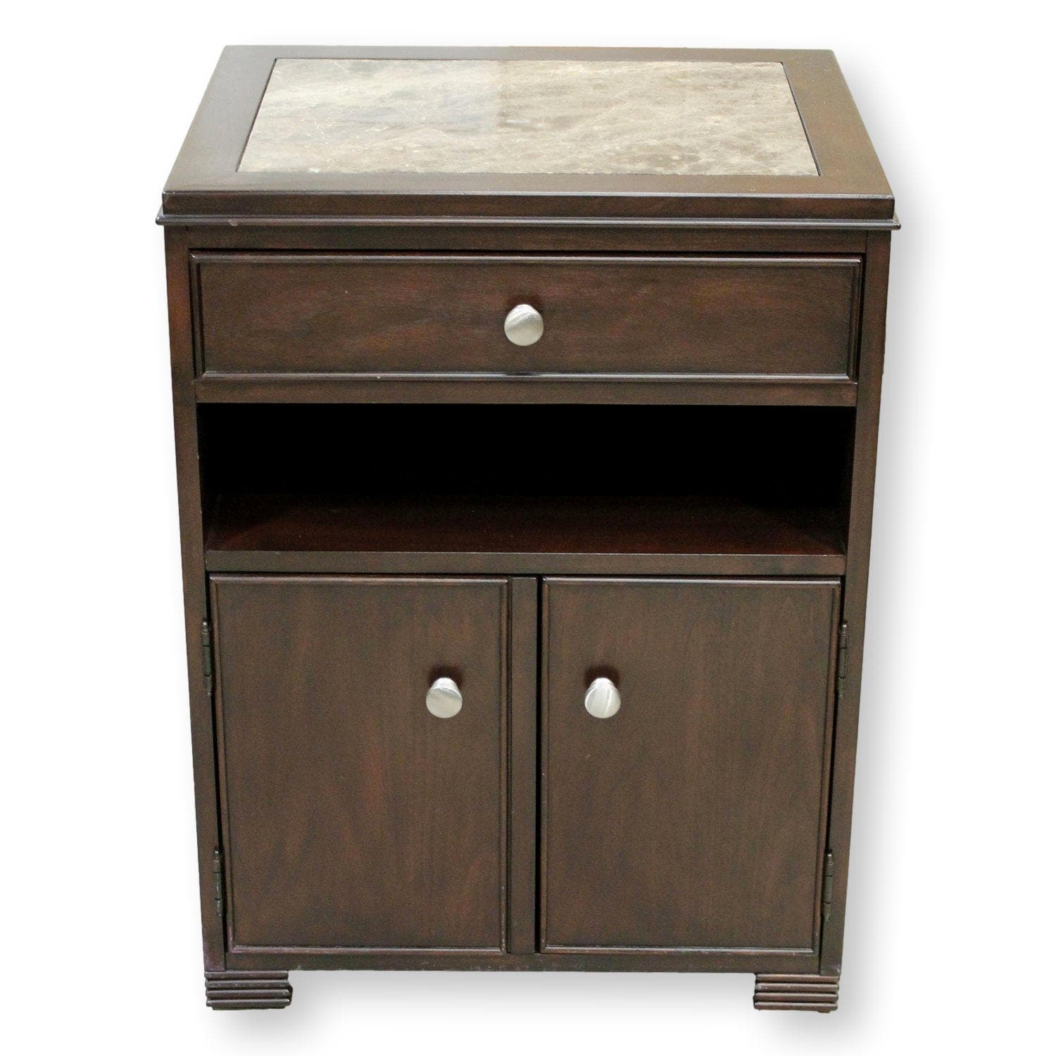 Stanley Furniture Marble Top Nightstand - Dark Brown - Image 1
