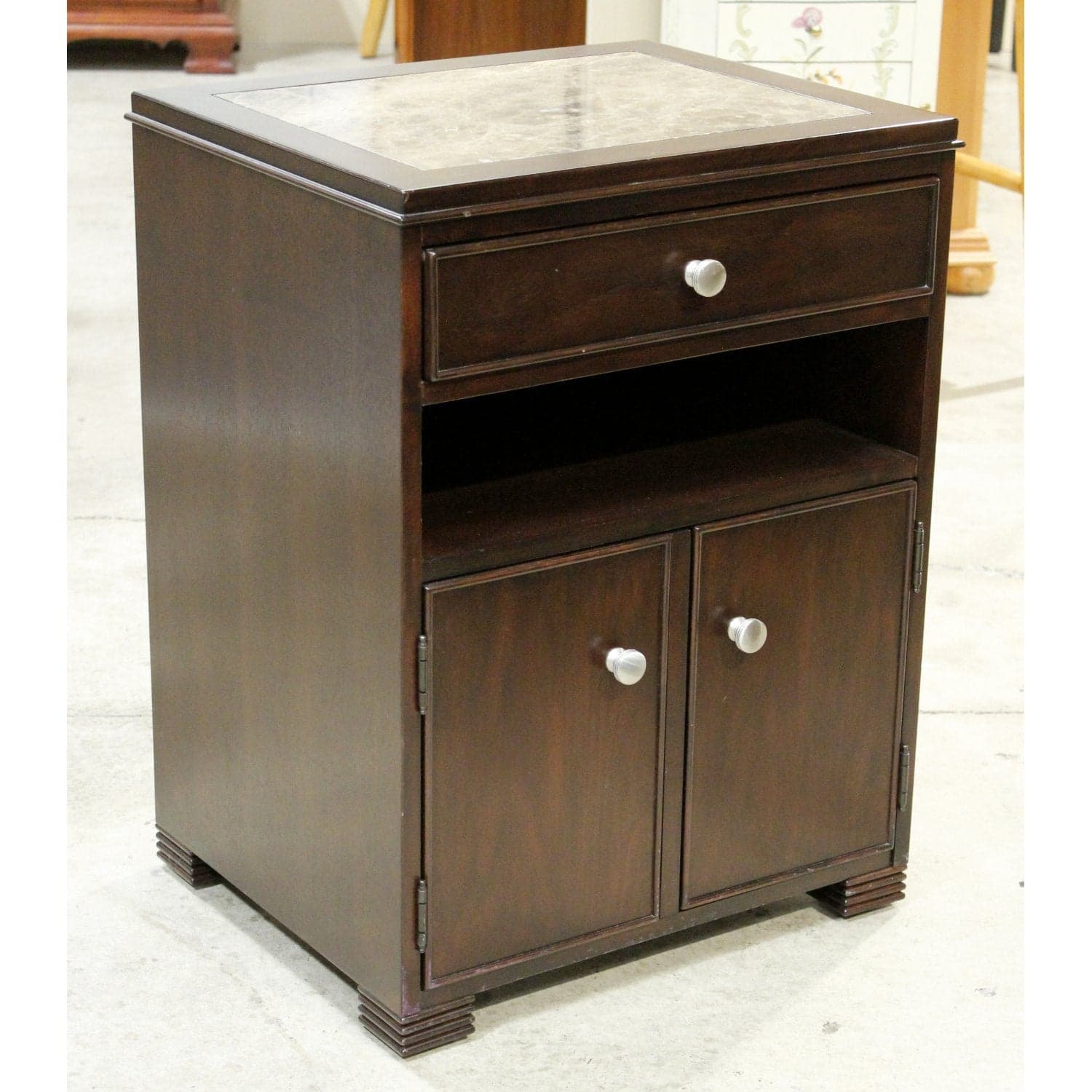 Stanley Furniture Marble Top Nightstand - Dark Brown - Thumbnail 3