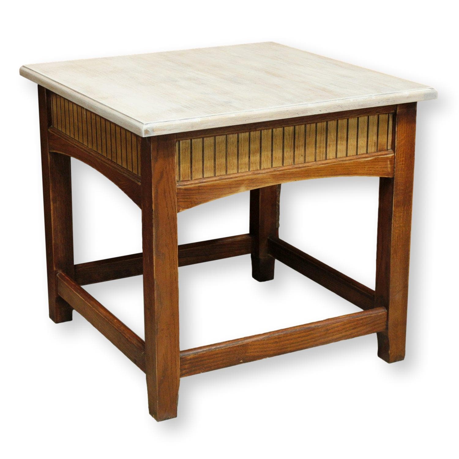 Square End Table w/Whitewash Top - Two-Tone - Image 1