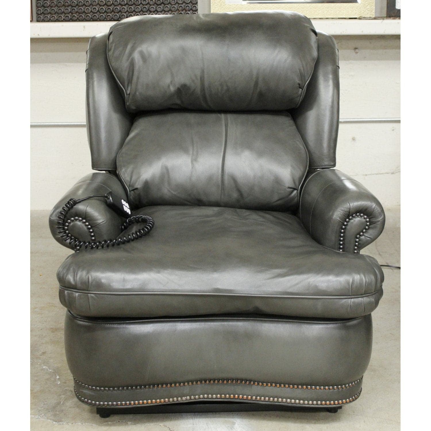 Dual Motor Gray Leather Power Lift Recliner - Charcoal - Thumbnail 3