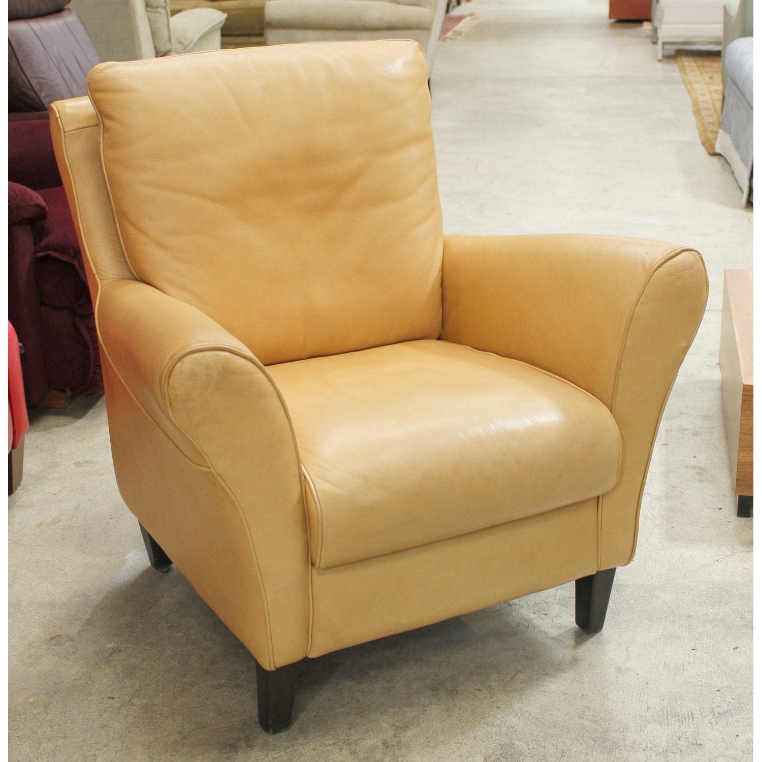 Leather Club Chair - Camel - Thumbnail 2