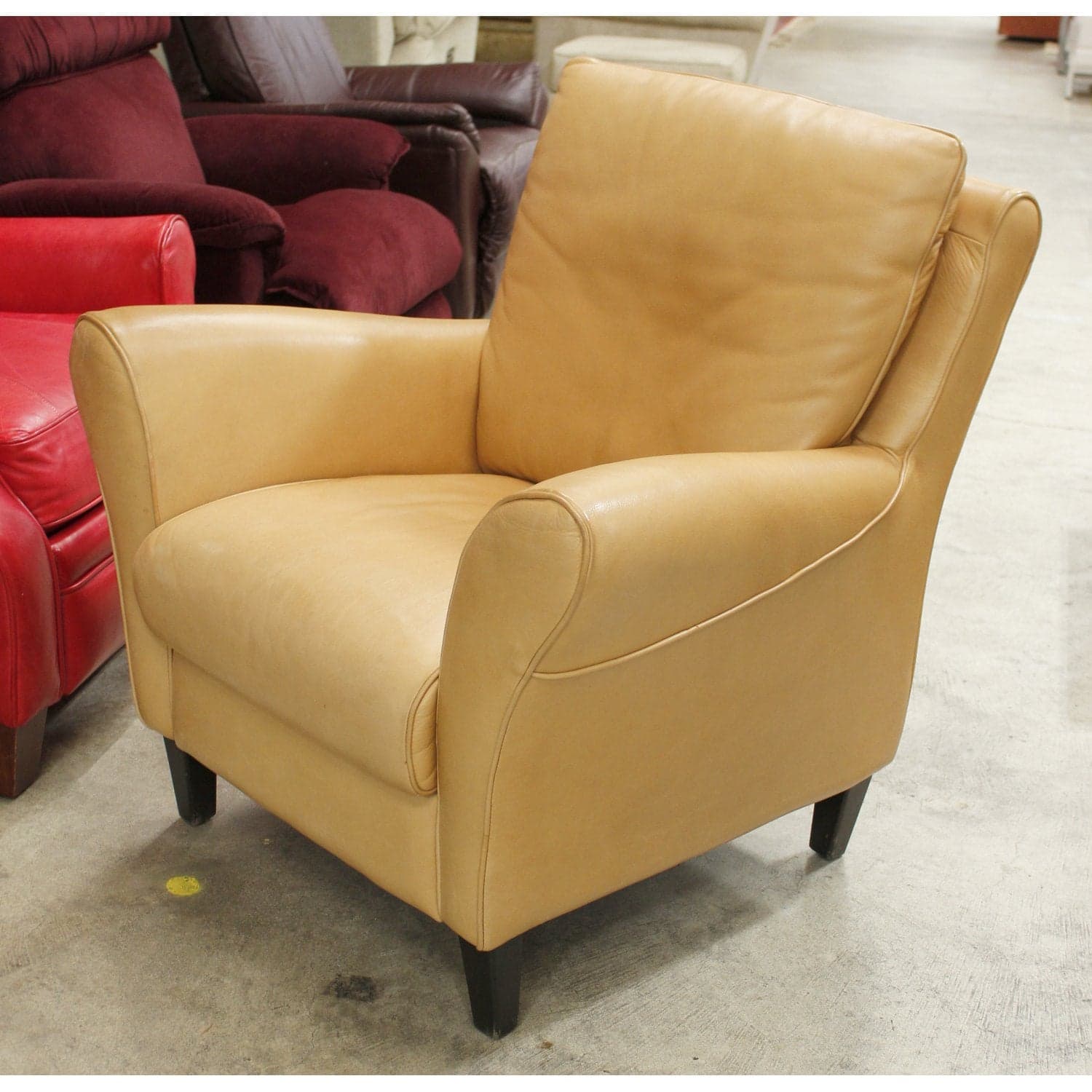 Leather Club Chair - Camel - Thumbnail 3