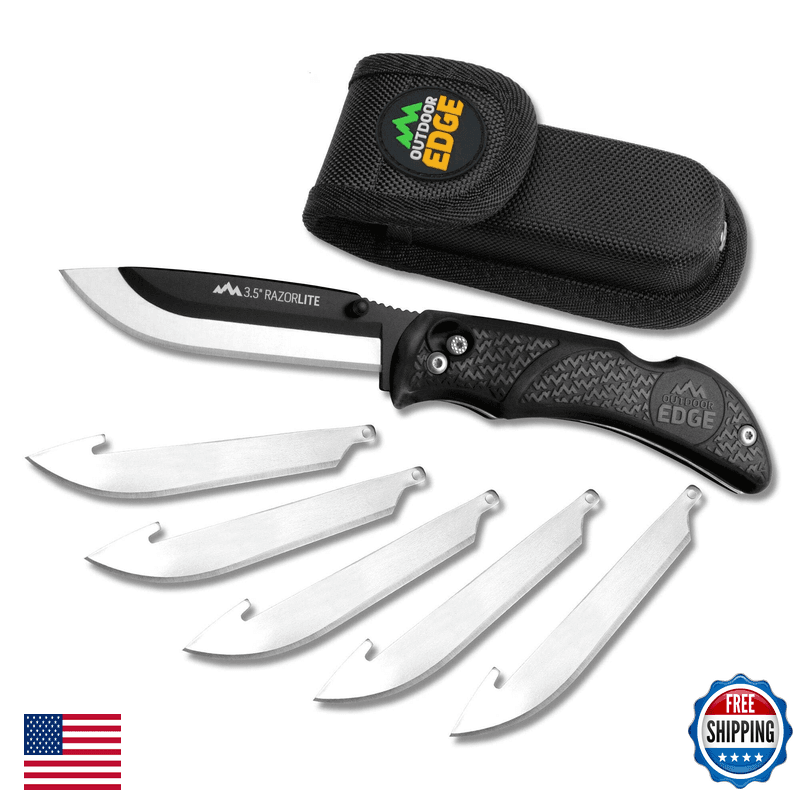 Outdoor Edge Razor-Lite Folding Knife 6 Blades Clam Black Rl-10C - Image 1