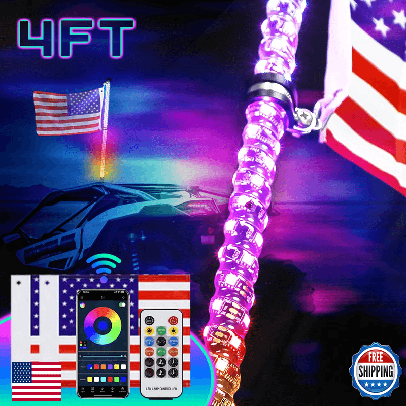 Uni-Shine 1Pcs 4Ft Led Whip Light Spring Base Spiral Rgb Chasing Lights App - Image 1