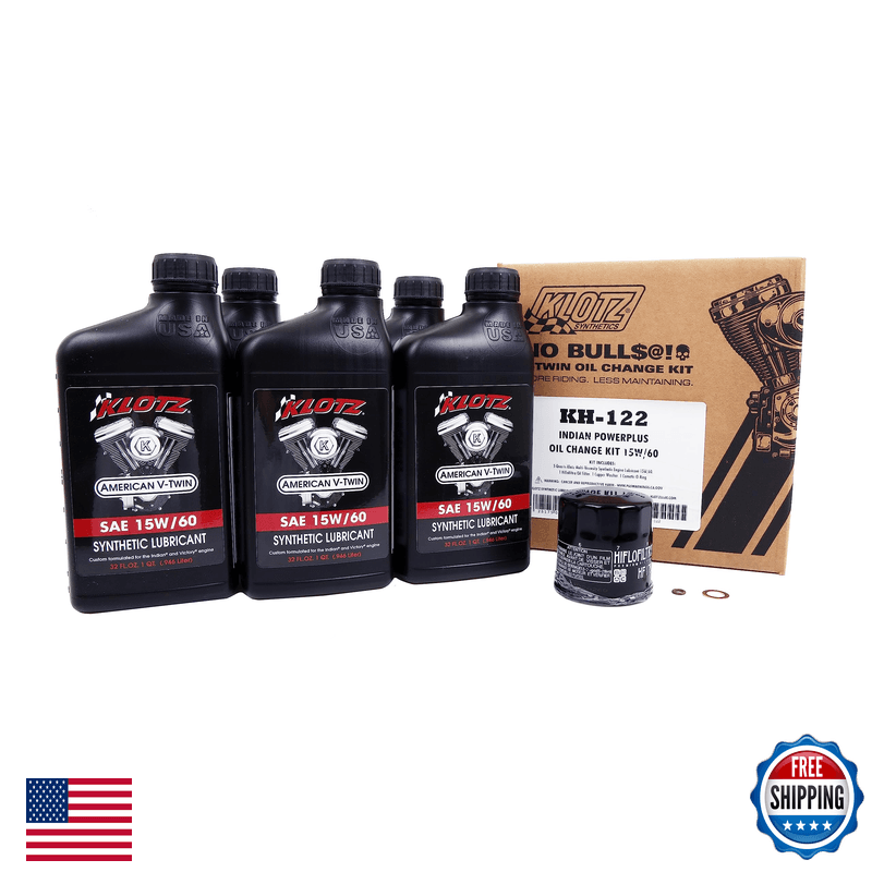 Klotz 5 Quart 15W-60 Synthetic Oil Change Kit For Indian Powerplus Motorcycle - Image 1