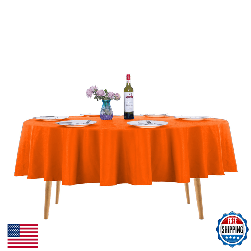 Ascoza 2Pack 70 Inch Orange Round Tablecloth In Washable Polyester Fabric For - Image 1