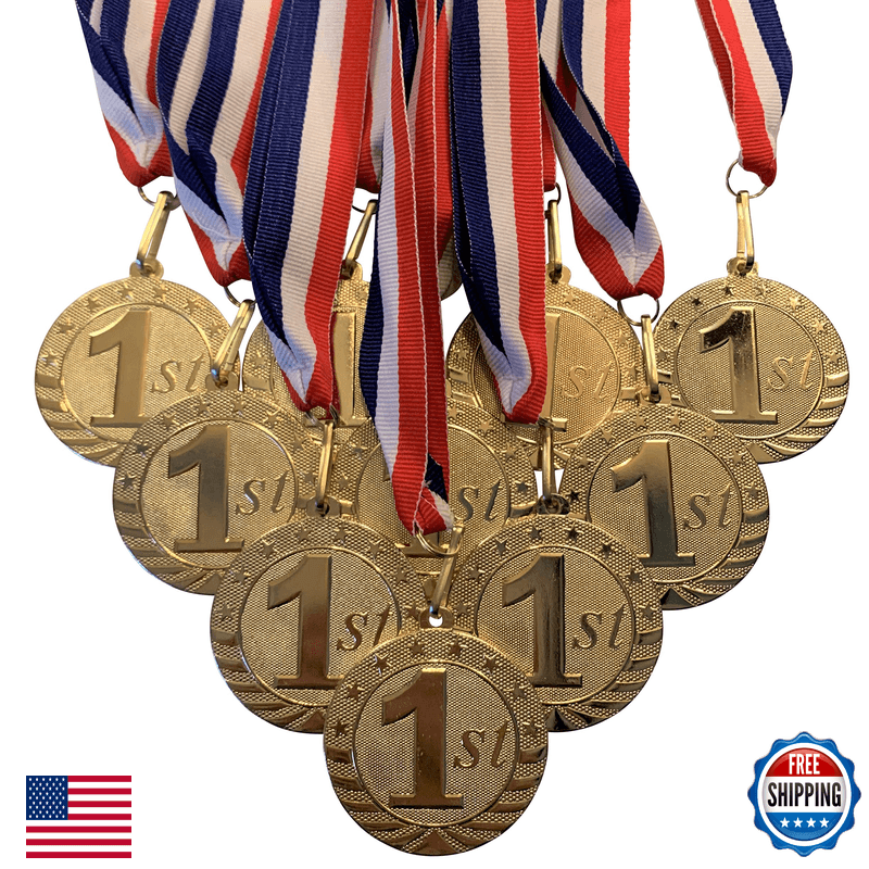 Express Medals Metal 1St First Place Medals And Red White And Blue Neck - Image 1