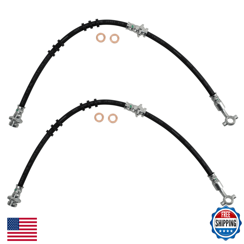 Trq Front Brake Hose Set Compatible 1996-2000 Infiniti I30 1988-2001 Nissan - Image 1