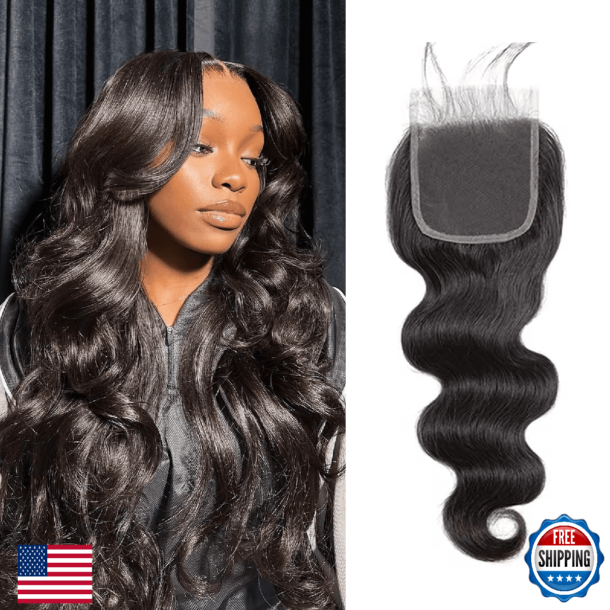 4x4 Lace Closure Human Hair Body Wave HD Lace Closure 16 Inch Free Part 100% Unp - Image 1