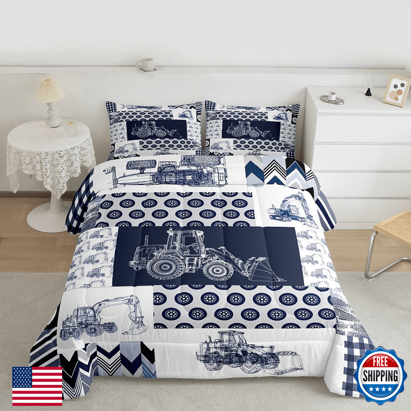 Feelyou Kids Construction Comforter Set Full Size Equipment Trucks Bedding Set - Image 1