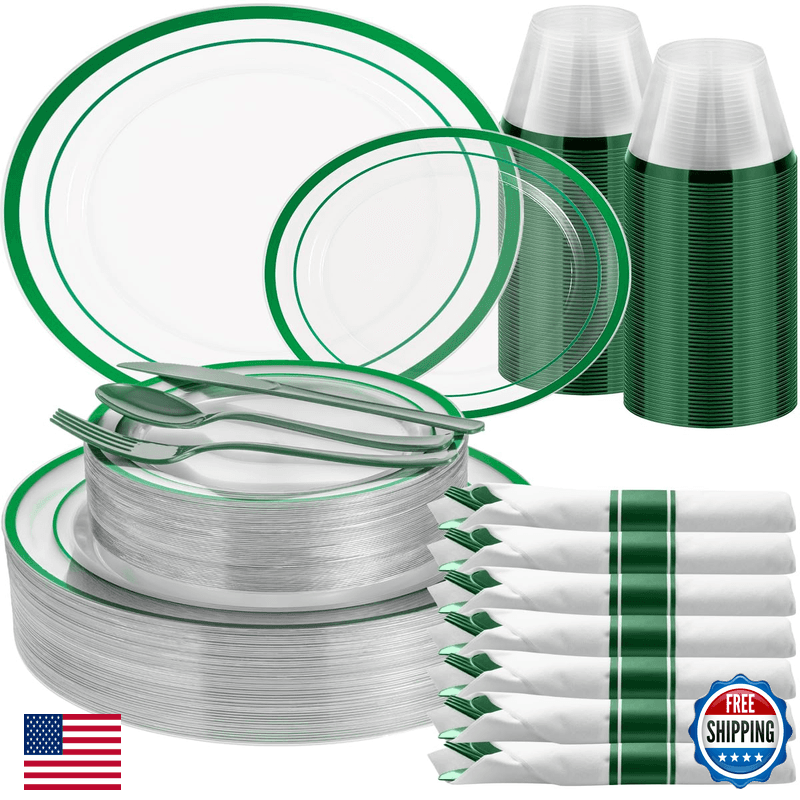 Goodluck 350 Pcs Green Plastic Plates For Party Graduation St. Patricks Day - Image 1