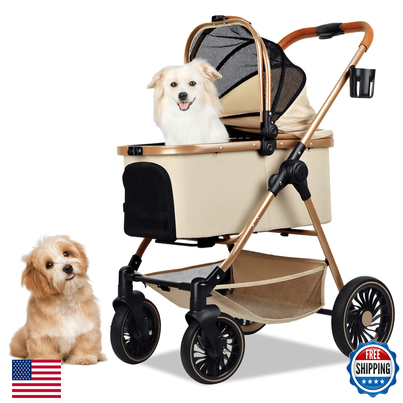 Totoro Ball 3-In-1 Pet Stroller For Small Dogs Cats Up To 33Lbs One-Touch Fold - Image 1