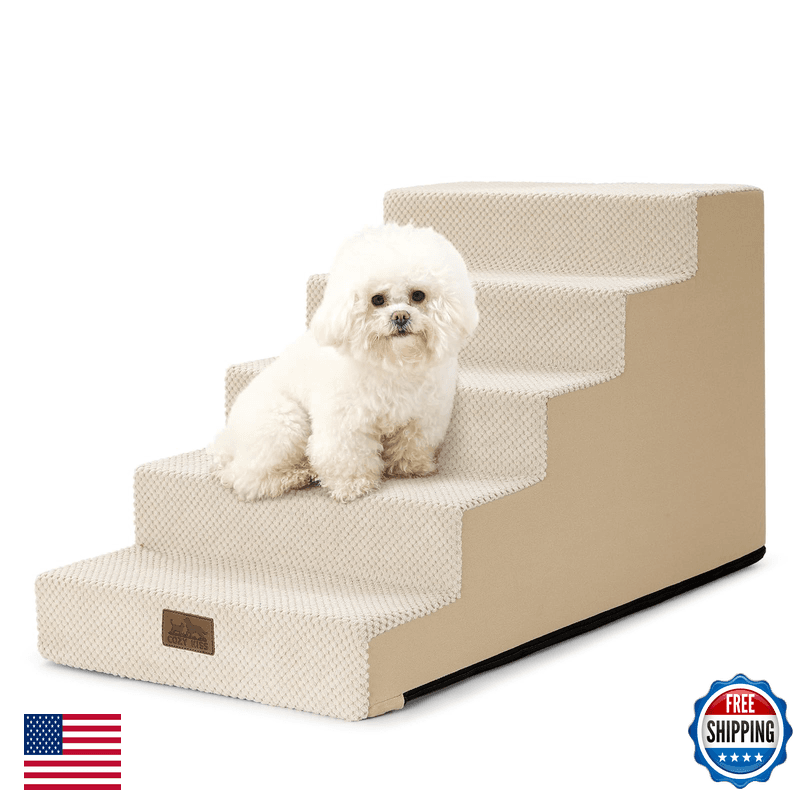 Cozy Kiss Dog Stairs For Small Dogs 17.7 H 5-Step Gentle Incline Pet Step For - Image 1