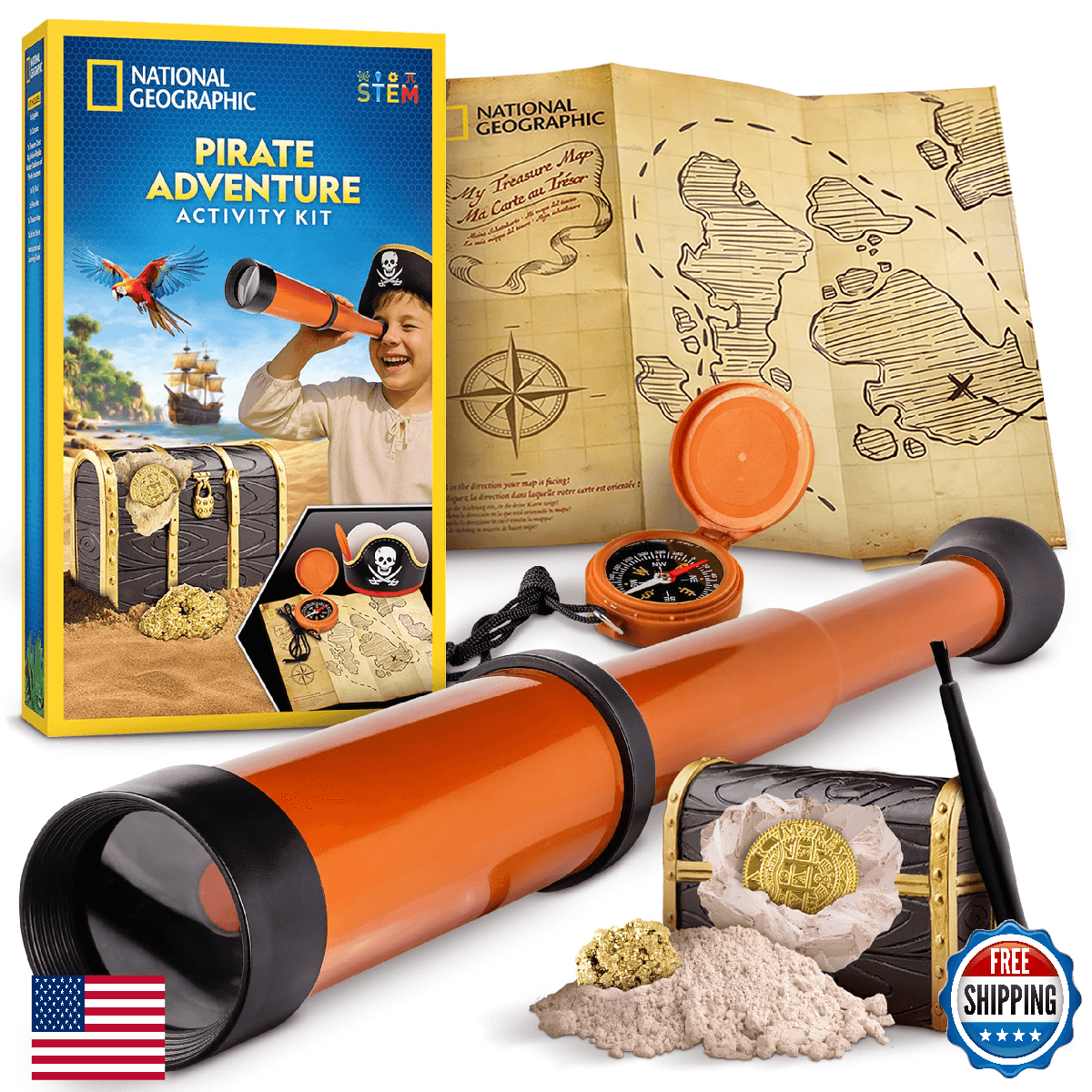National Geographic Pirate Adventure Activity Kit – Dig for Treasure, Make a Pir - Image 1