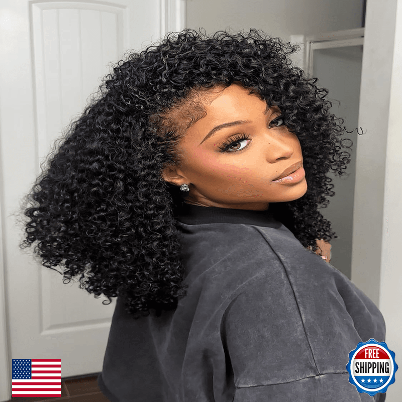 Original Queen Kinky Curly Half Wig Human Hair 3 In 1 Seamless Flip Over Half - Image 1