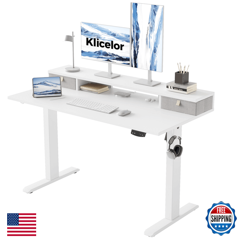 Klicelor 48 X23 Inch Electric Standing Desk Drawers Adjustable Height Small Sit - Image 1