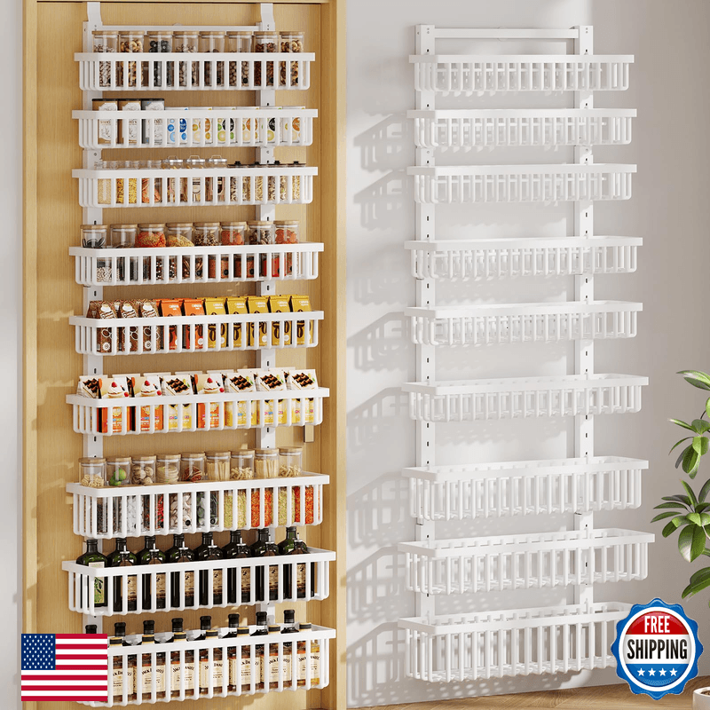 Pokipo 9 Tier Over The Door Pantry Organizer 2 In 1 Wall Mount Or Hanging Spice - Image 1
