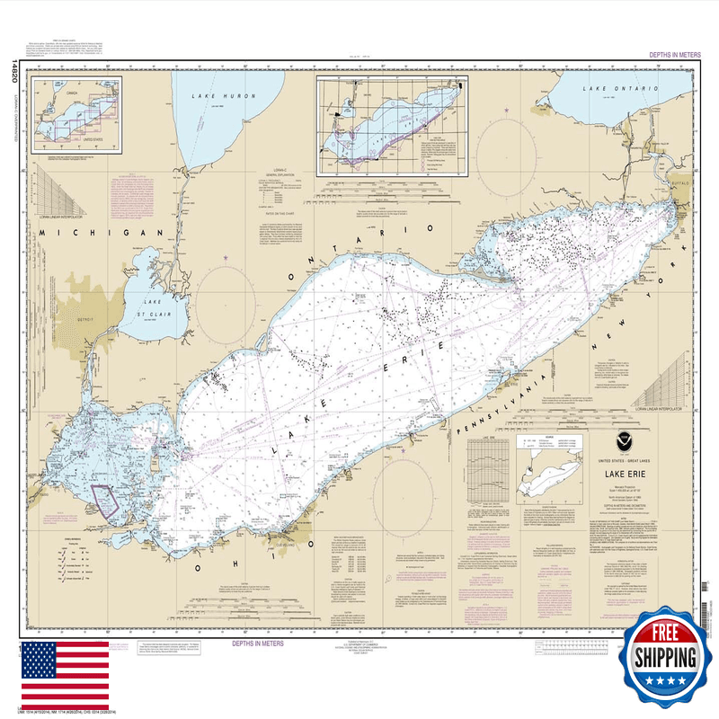 Noaa Chart 14820 Lake Erie 33 X 42.6 Traditional Paper - Image 1
