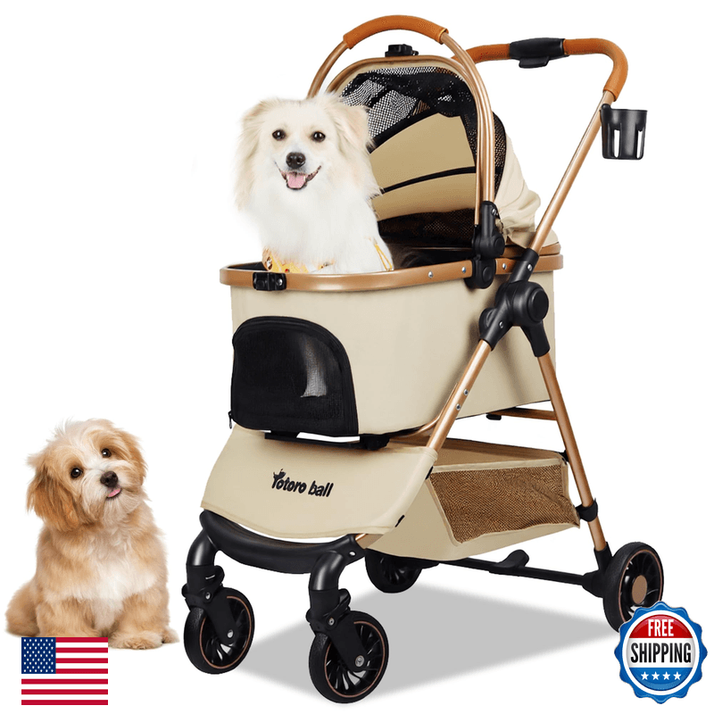 Totoro Ball 3-In-1 Pet Stroller For Small Dogs Cats Up To 33Lbs One-Touch Fold - Image 1