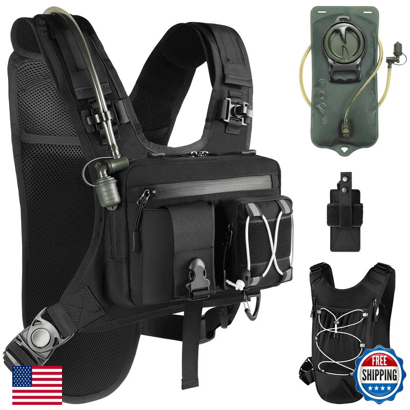 Degetmve Sling Vest Chest Bag 2L Water Bladder Gear Holster Running Vest - Image 1
