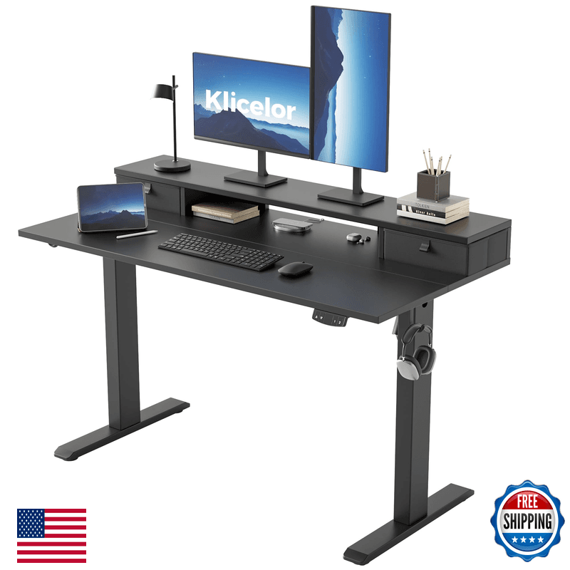 Klicelor 48 X23 Inch Electric Standing Desk Drawers Adjustable Height Small Sit - Image 1