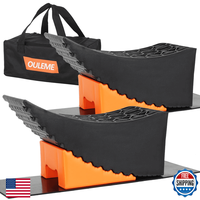 Ouleme Curved Leveling Blocks Raised Tire Change Ramp For Rv Camper Travel - Image 1