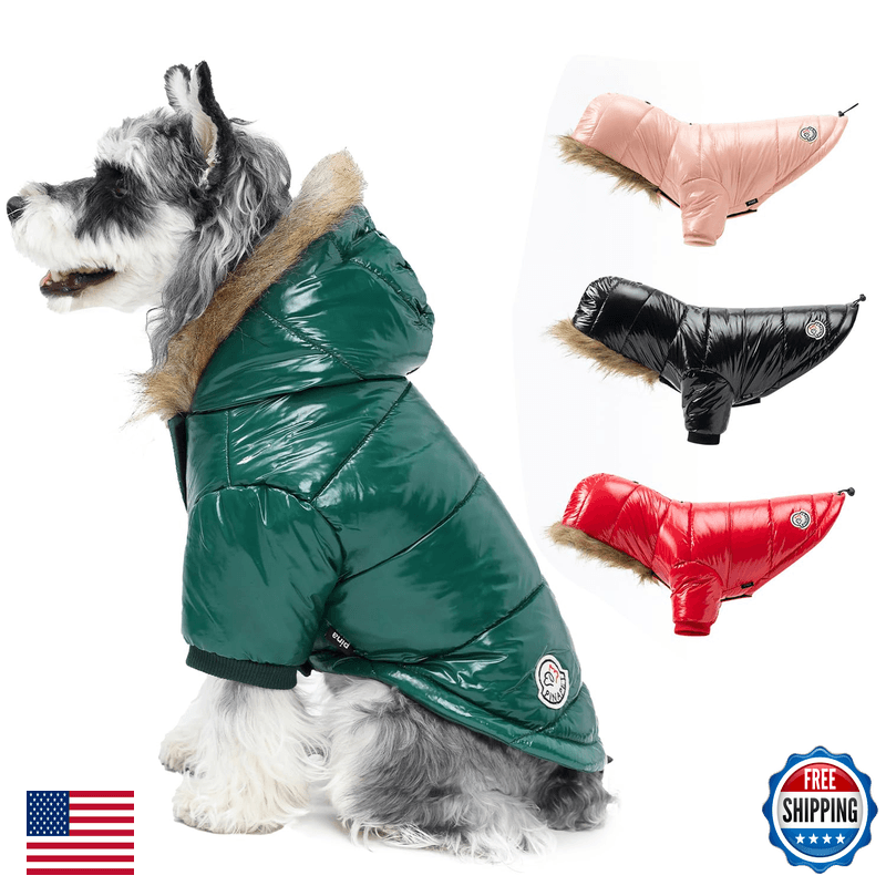 Pina Dog Winter Coat Faux Fur Hood Windproof And Warm Suitable For Small To - Image 1
