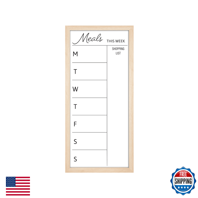 Mcs Dry Erase Weekly Meal Planner 14X30 Natural Framed Calander Whiteboard For - Image 1
