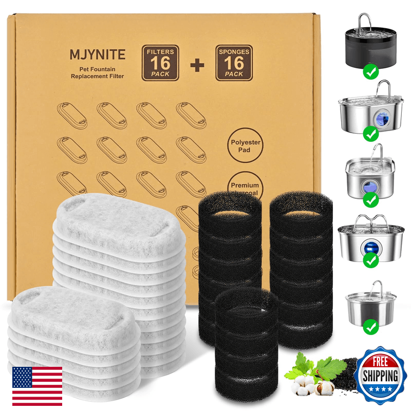 Mjynite Cat Water Fountain Filter Replacement Kit - 16 Cat Fountain Filters 16 - Image 1