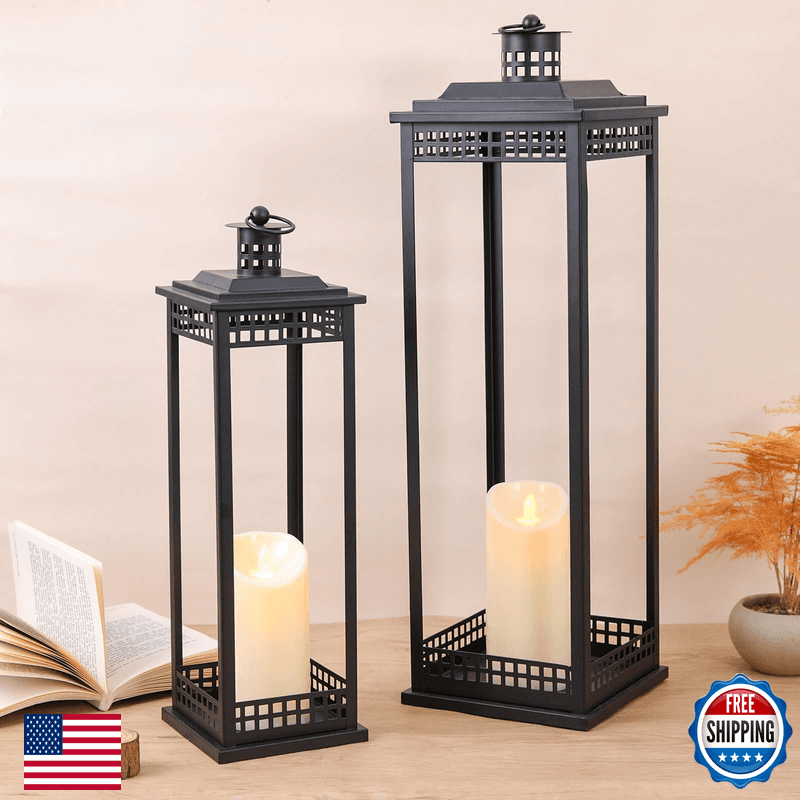 Lanttu Vintage Lanterns Decorative Outdoor Indoor 23 17 Set Of 2 Black Metal - Image 1