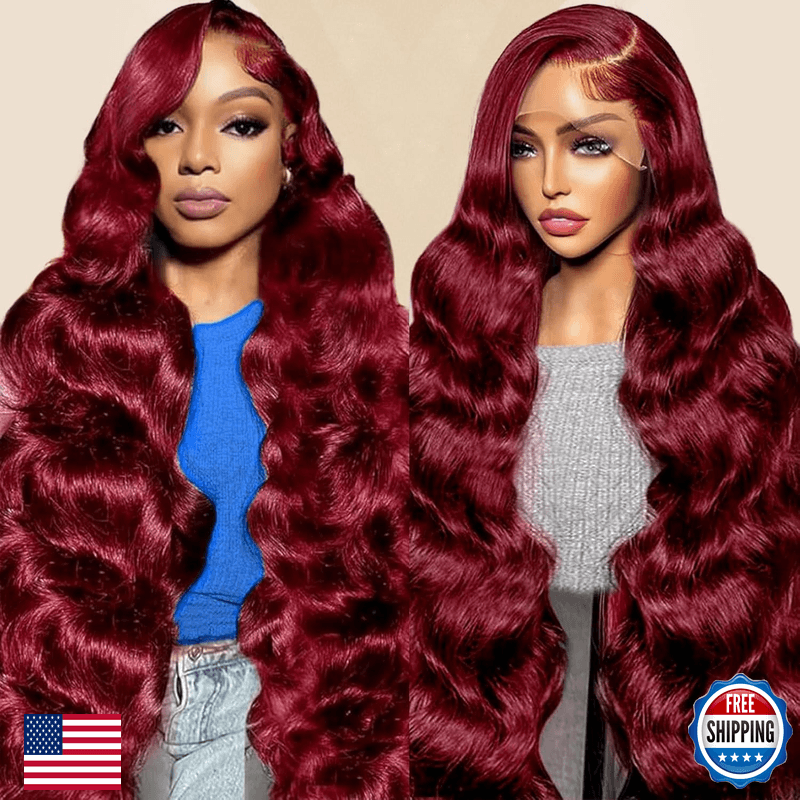 Ediere 99J Burgundy Lace Front Wigs Human Hair 13X6 Hd Transparent Burgundy Wig - Image 1