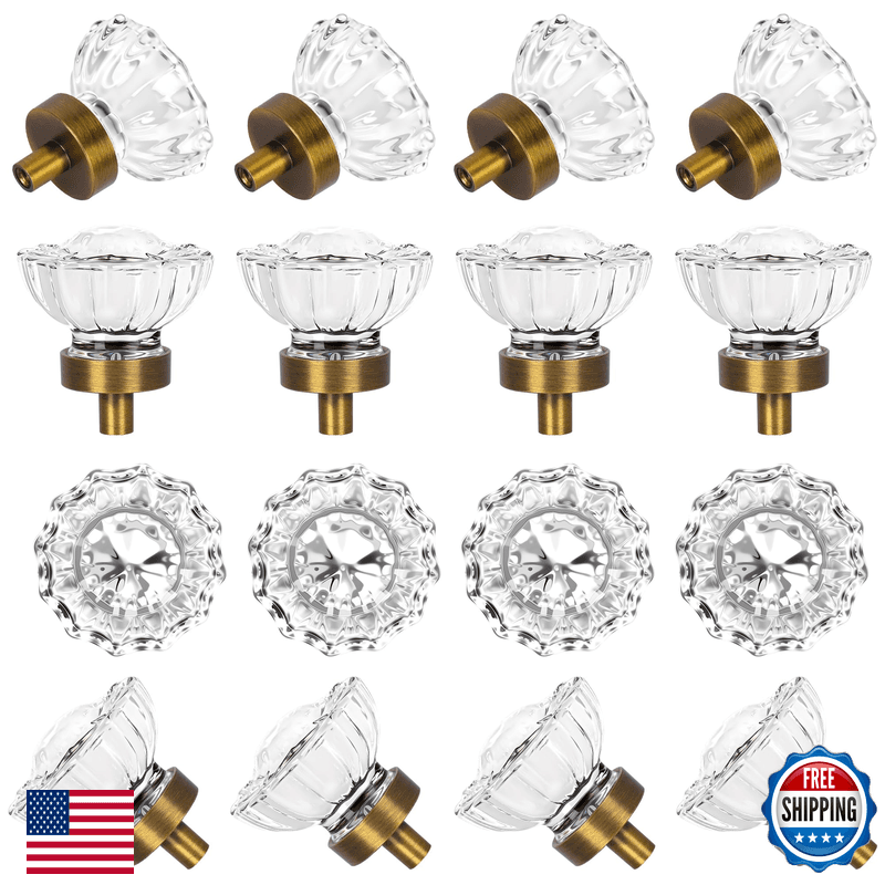 Shiny Handles Round Cabinet Knobs Antique Brass Glass Cabinet Knobs Vintage 16 - Image 1