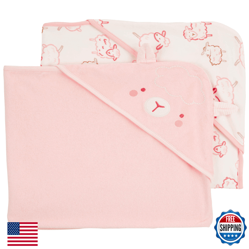 Carter'S Carters Baby Hooded Towel 2-Pk Pink/Ivory 195862450763 - Image 1