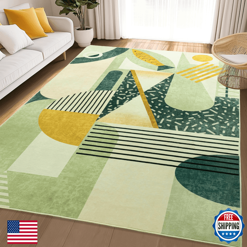 Tepook Green Area Rug For Living Room 6X9 Indoor Carpet For Bedroom Washable - Image 1