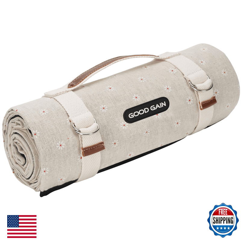 G Good Gain Picnic Blanket Waterproof Linen Feel Outdoor Blanket Extra Large - - Image 1
