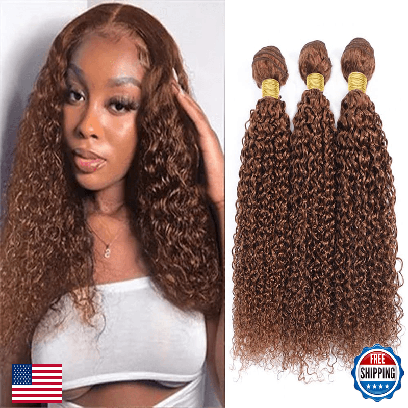 Lagalaga Color 30 Human Hair Bundles Curly Wave Light Brown Bundles Human Hair - Image 1