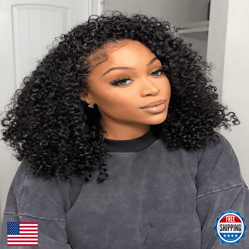 Original Queen Kinky Curly Half Wig Human Hair 3 In 1 Seamless Flip Over Half - Image 1