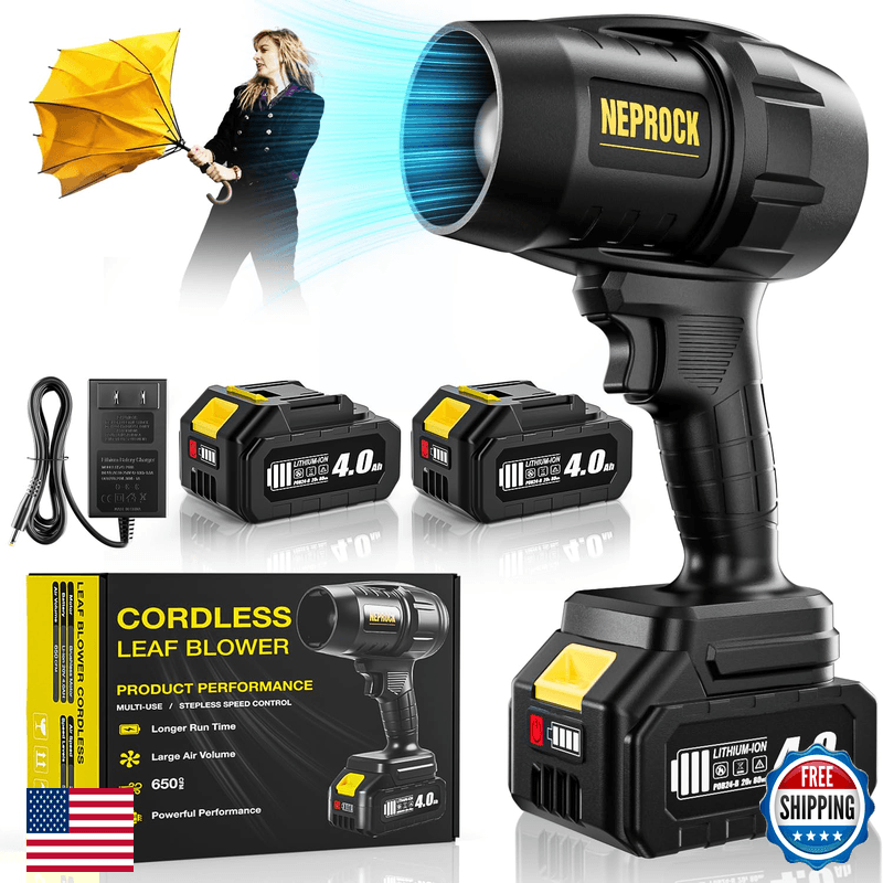 Neprock Cordless Leaf Blower 600000 Rpm Handheld Leaf Blowers 2 X 4.0Ah - Image 1