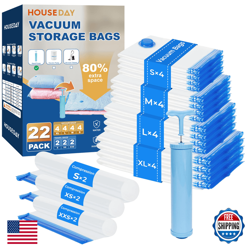 House Day 22 Pack Vacuum Storage Bags Pumpspace Saving Vacuum Seal Bags For - Image 1